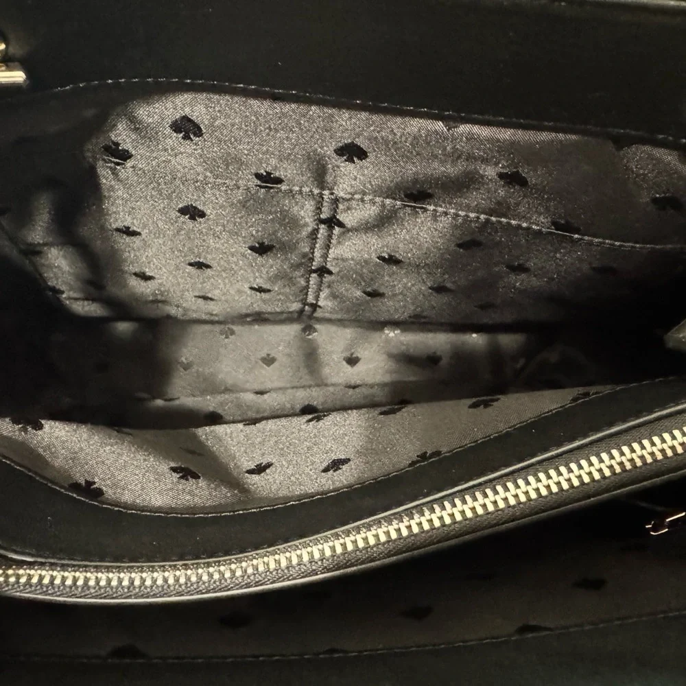 kate spade Black Quilted Leather Shoulder Bag with Gold Chain Handles